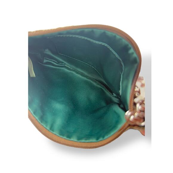 Coach Signature Khaki Green Trim Canvas Wristlet Purse Clutch Turnlock - Picture 7 of 9